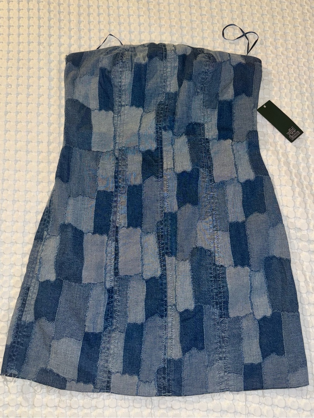 Wild Fable Denim Patchwork Strapless Mini Dress NWT